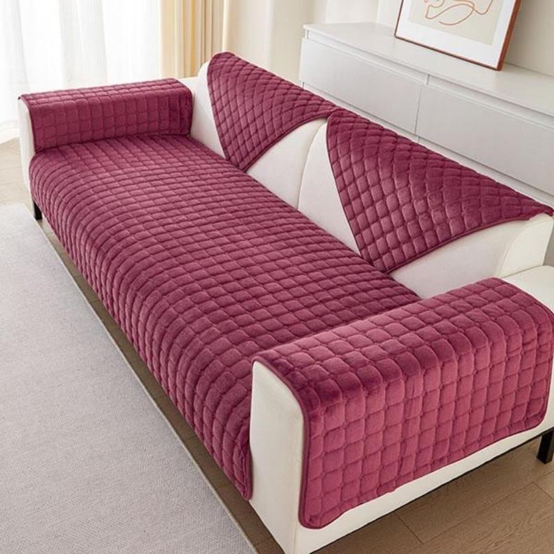 Prosta Poduszka na Sofę Flanelowa Antypoślizgowa Skórzana Poduszka na Sofę Zima Dekoracja Mebli do Salonu Zestaw Sofy Całkowicie Owinięty Ręcznik z Piaskowego Włosia