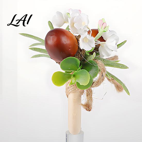 Decorative Napkin Bands Artificial Rosemary Ring Wooden Ring Holder with Faux Acorns Wood And Twine Rings Flowers Autumn Rustic for Farmhouse