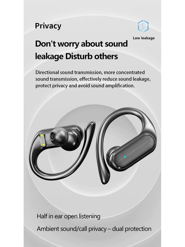 A520 Wireless Bluetooth Sports Ear-Hook Headset: Ultra-Long Battery, Waterproof, Stereo, Open Design.