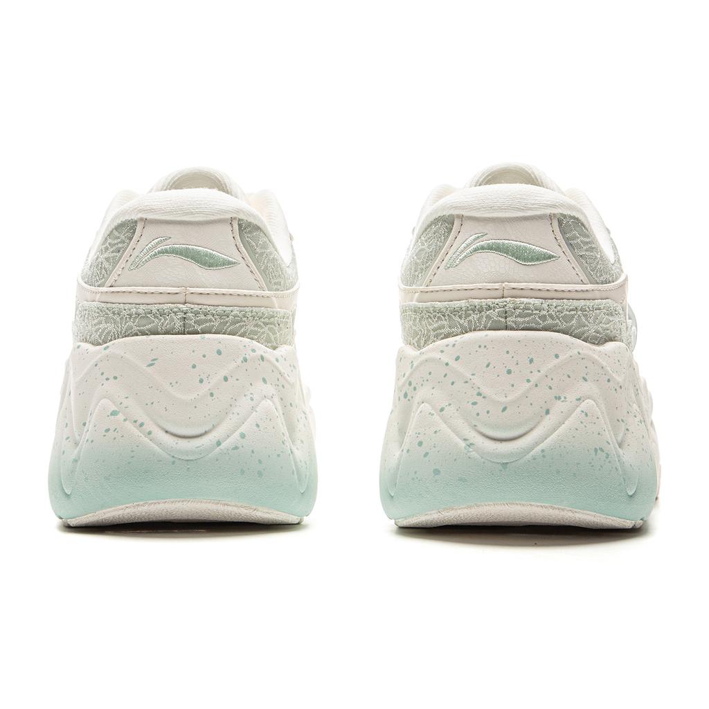 Li Ning Cheese 3.0 Classic Versatile Retro Thick Sole Rebound Non-Slip Wear-Resistant Low-Top Skate Shoes Women Sneaker White Green AGCV154-5