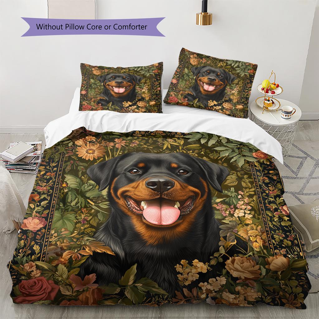 Rottweiler Pattern Bedding Home Decoration Birthday Gift (1 * duvet cover + 2 * pillowcase, without core)