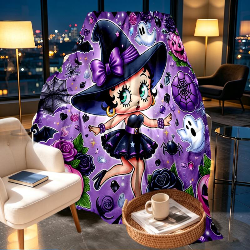 Betty Boop Print Blanket - Soft & Comfortable, for Bedroom, Travel, Sofa, Home Decoration - Birthday Christmas Gift for Friend