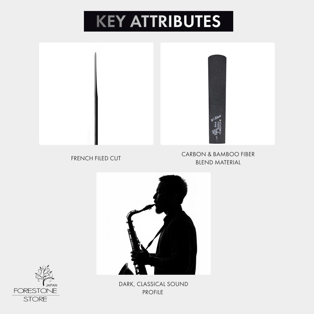 FORESTONE Black Bamboo W-Blast Reed for Tenor Saxophone, Hardness S (Soft), Model FBWTS, Double-Side Blast Finish for Bright Sound