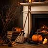 Scopa Elettrica Oscillante Giocattolo di Scena, con Scena Attivata al Tocco, Scopa di Paglia Decorazione Strega di Halloween Retrò, per Festa Cortile Esposizione Facile