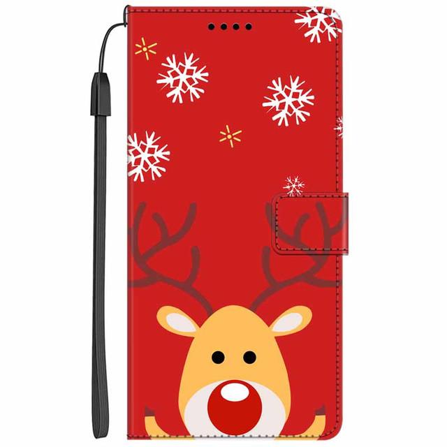 Christmas Flip Case For Motorola Moto G15 / G05 / E15 / G15 Power 4G Wallet Leather Cover With Lanyard Cartoon Wallet Phone Case