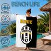 Custom Name Beach Towel Juventus FC Crest Design Microfiber Beach Towel, Lightweight for Summer Travel, Swimming Pool Fan Birthday Gift