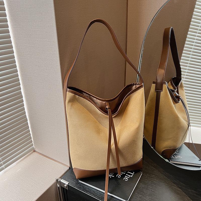 Retro bucket bag women's new trendy fashion tote bag casual large-capacity work commuter bag