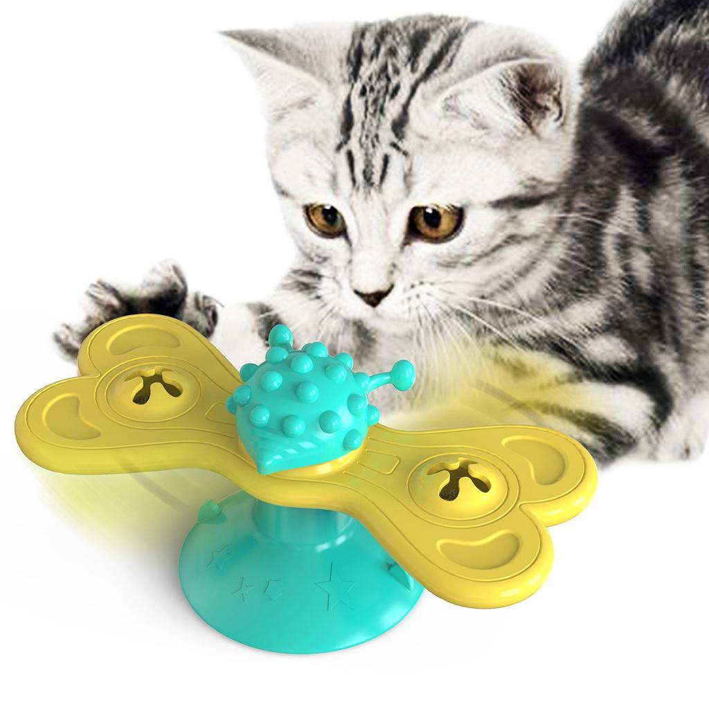 Cat Rotating Windmill Toy Interactive Playing Training Cat Game Turntable Teeth Cleaning Pet Products Animals Kitten Accessories