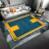 Basketball Court Print Carpet for Living Room, Blue and Yellow Design Suitable for Use As an Anti-slip for Living Room Bedroom Sofas