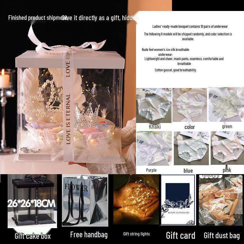 

520 Valentine s Gift Box: Underwear & Briefs for Girlfriend, Best Friend s Birthday, or Mother s Day XL (105-135 lbs)