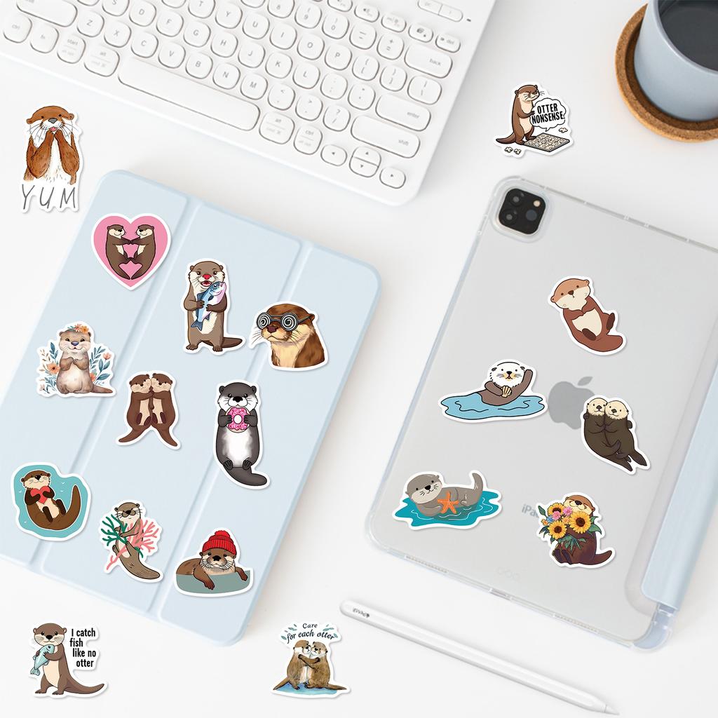 50pcs Cute Otter Cartoon Waterproof Stickers for Phone Laptop Guitar Kids Toys Decal Graffiti Suitcase Cup Notebook
