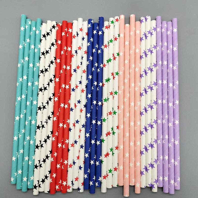 Eco-Friendly Disposable Decorative Paper Straws for Beverages and Desserts