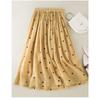 Skirt Woman Slim Pleated Skirt Retro Elastic Waist Plus Size Long Skirt Woman