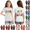 Fashionable Round Neck Short Sleeve Work Clothes Printed Tops For KID Summer Tops