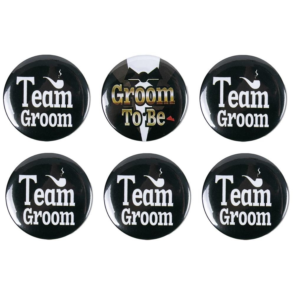 1-12pcs Bachelor Party Badge Pins Team Groom/Groom To Be Buttons Pins Decoration Men Groomsman Accessory Wedding Ideas Gifts