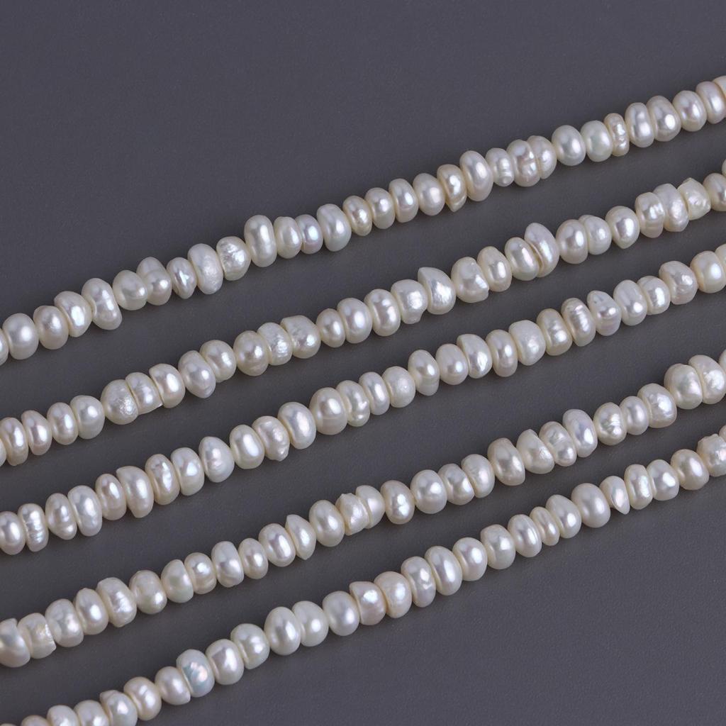 5-6mm Flat Spacer Beads: Natural Freshwater Nucleus-Free Pearls for DIY Jewelry