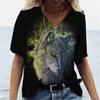 Vrouwen T-shirt Lone Wolf Grafisch 3D Geprint Y2k Mode Elegantie Vintage Korte Mouw Elegant Casual Comfortabel Polyester