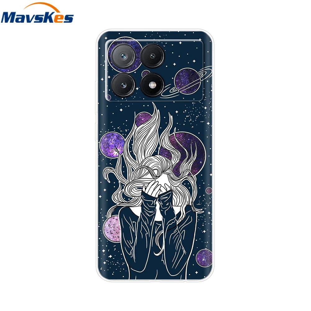 For Xiaomi Poco X6 Pro Case TPU Soft Painted Phone Cases For Xiomi Poco X6 PocoX6 Pro 5G Silicone Cover Flower Fundas Protective