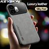 KEYSION Luxus Retro PU-Leder Handyhülle für HONOR 600 Pro 5G Silikon+PC Stoßfeste Handy-Rückabdeckung für Huawei Honor 600 5G