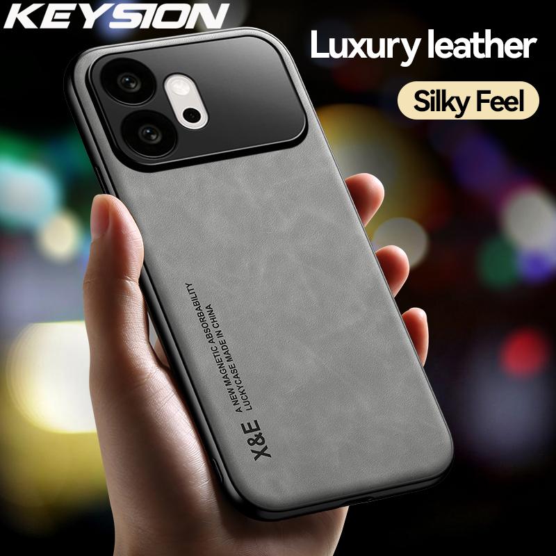 KEYSION Luxus Retro PU-Leder Handyhülle für HONOR 600 Pro 5G Silikon+PC Stoßfeste Handy-Rückabdeckung für Huawei Honor 600 5G