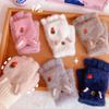 Cute Work For Girls Fingerless Plush Flip Korean Mittens Strawberry Half Finger Gloves Women Gloves