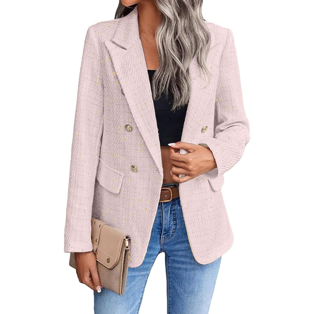 Women's Casual Loose Tweed Suit Jacket Fashionable Casual Long Sleeved Jacket Jacket