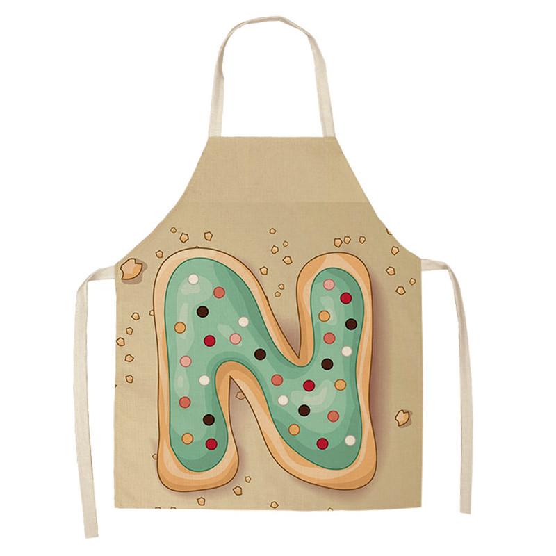 Avental de cozinha com estampa de alfabeto, avental sem mangas de linho para crianças, para cozinhar, churrasco, ferramentas de limpeza doméstica, 47x38cm, 68x55cm