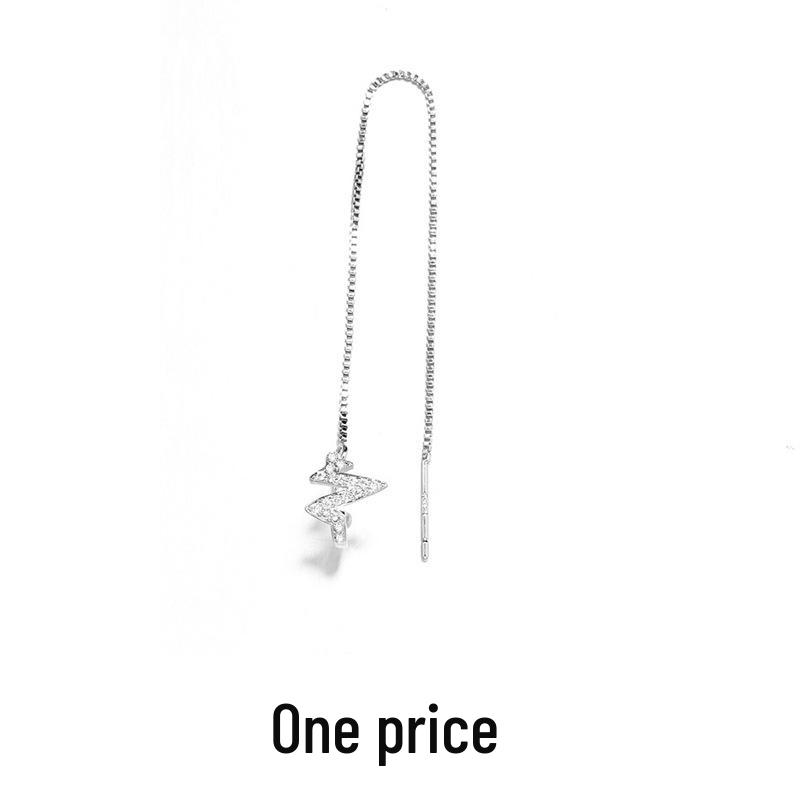 Zigzag Heartbeat Rhinestone Ear Cuff Chain Earring