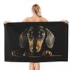 Süßer Dackel Hund Strandtuch Schnelltrocknend Kawaii Welpe Haustier Badetuch Sandfest Schwimmbad Handtücher für Reise Camping Yoga Sport