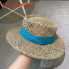 Fashion Woven Straw Hat With Wide Brim And Strap Decoration For Daily Wear
