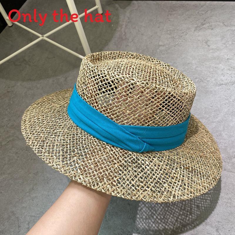 Fashion Woven Straw Hat With Wide Brim And Strap Decoration For Daily Wear