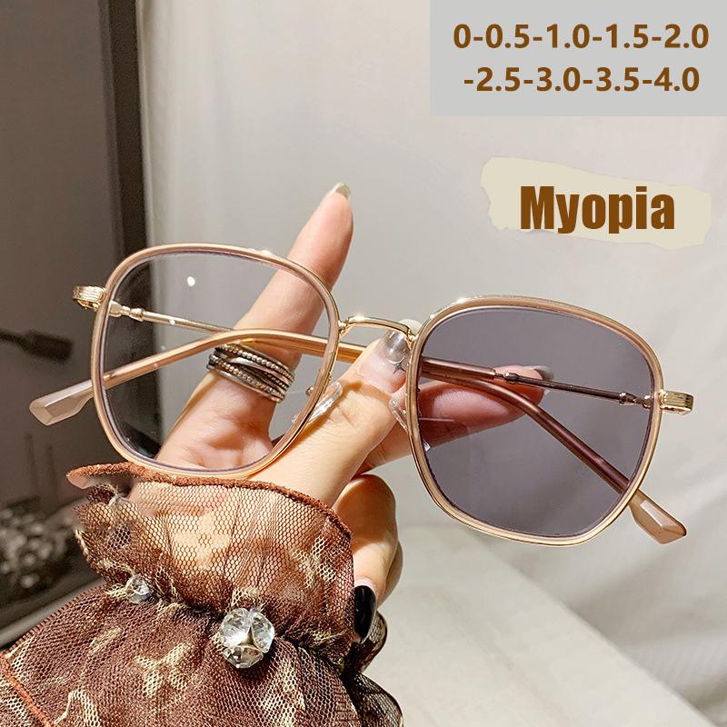 Korean-Style Photo-Sensitive Tinted Nearsighted Glasses Large Frame For Women Ultra-Lightweight Plain Appearance 9315