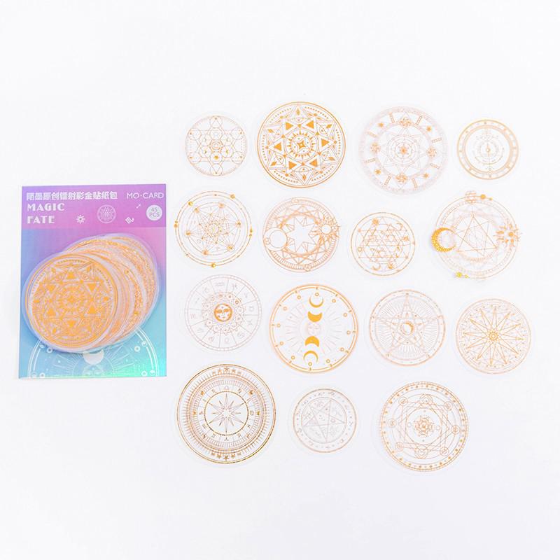 45 Pcs Bronzing Stickers Foil Gold Star Moon Flower Stickers Set Decorative Vintage PET Stickers For Scrapbook Diary Crafts Card