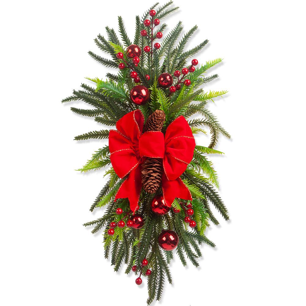 Christmas Staircase Decoration Staircase Wreath Pendant Norfolk Pine Needles Upside Down Home Scene Arrangement