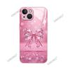 The New Crystal Bow Is Suitable for Apple 16pro Premium Mobile Phone Case 17 Girly Pink Glass Case.