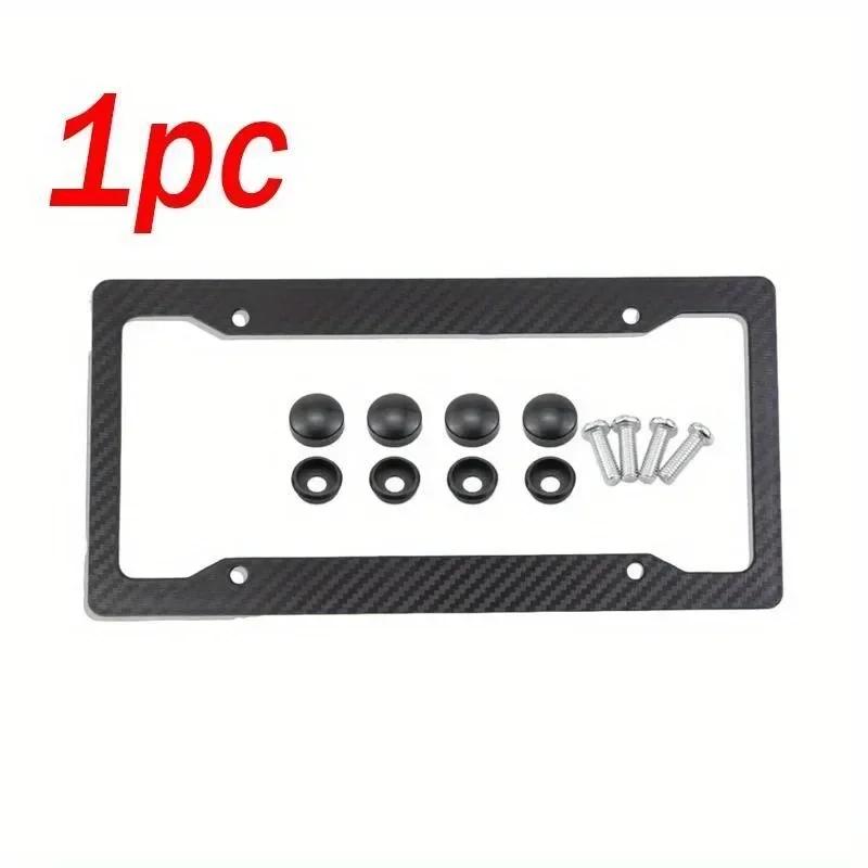 Car 1/2PCS License Plate Frame Carbon Pattern Plastic LicensePlate Frame Bracket US License Plate Frame Standard Screw Accessory