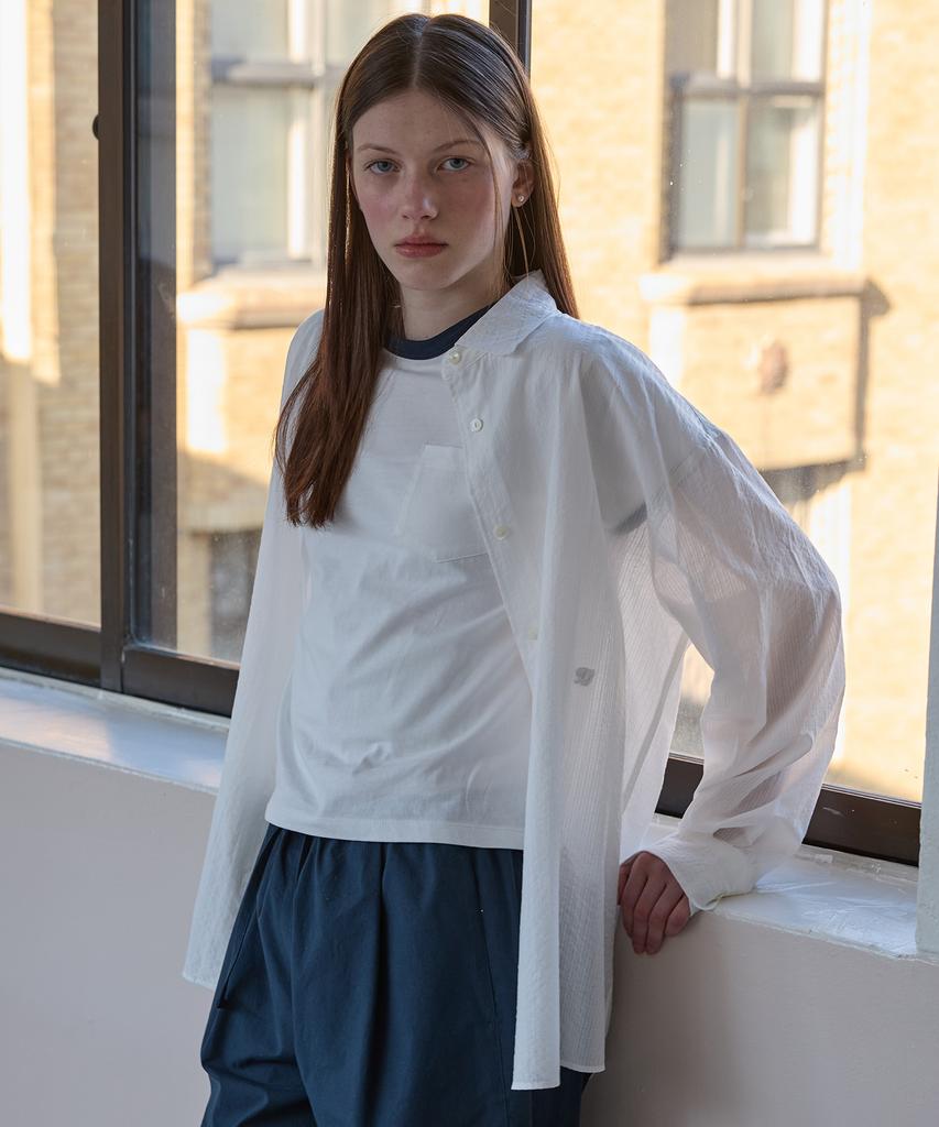TTUDEMENT [3Colors] Sheer Stripe Shirt