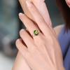 Oval Simulated Emerald Tourmaline Open Ring, 18K Rose Gold-Plated Jewelry for Women