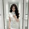 Cheongsam New Chinese Modified Elegant Premium Retro White Embroidery Young Slim White Long Dress Women