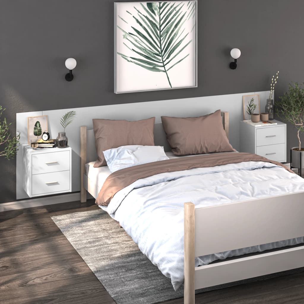 Wall Mounted Nightstands (2 pcs) White