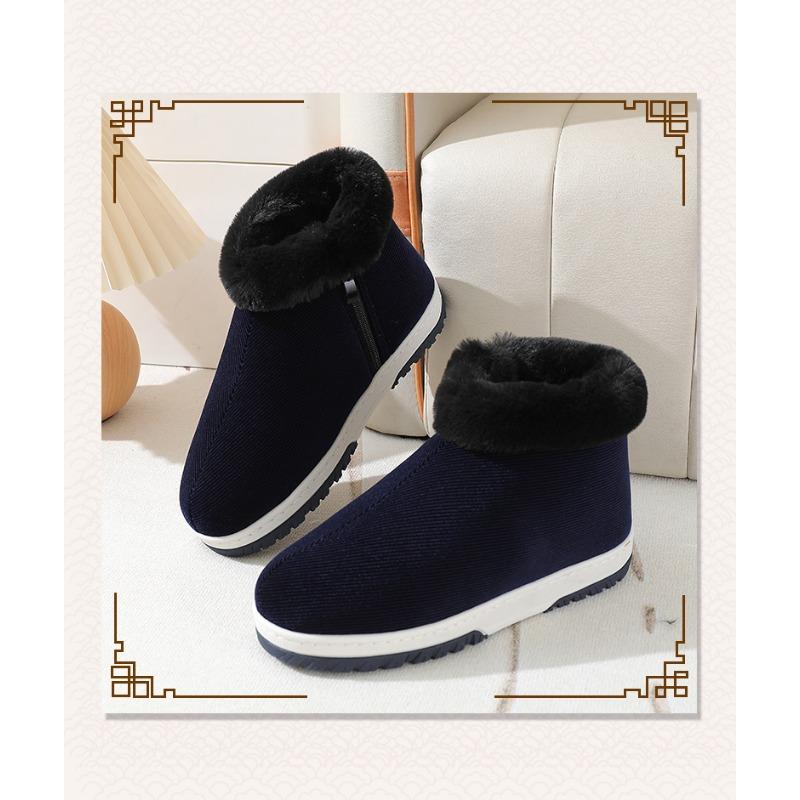 Женские зимние тапочки из хлопка на толстой подошве с каблуком-мешком — фото 12