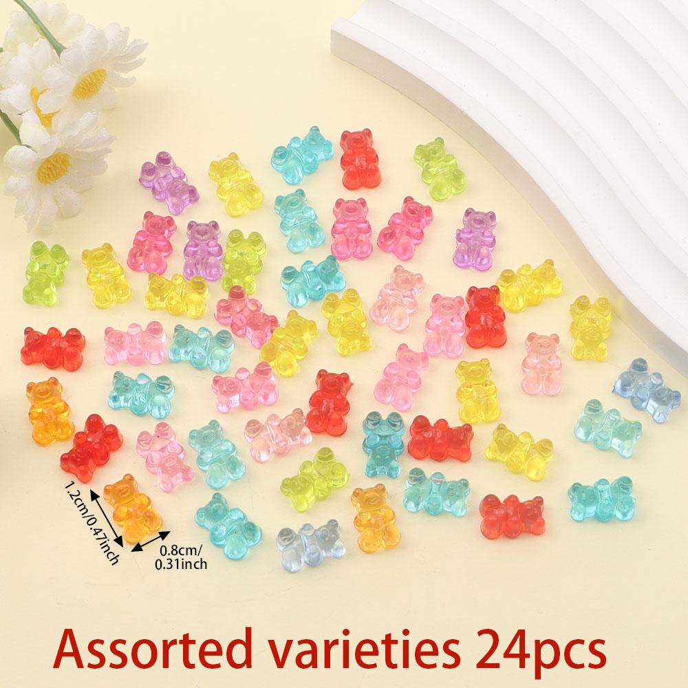 

12/24/36 шт. прозрачных акриловых бусин в виде медведей, браслетов, ожерелий и поделок своими руками, разноцветные бусины в виде медведей 24pcs