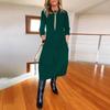 Basic Solid Color Long Sleeve Dress For Work And Casual Wear With High Waist For Winter