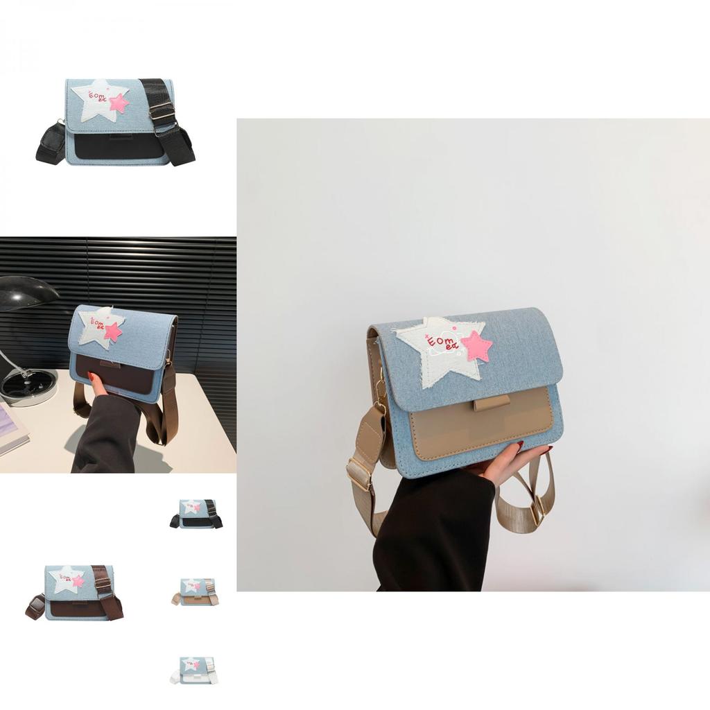 Stylish Summer Patchwork Women's Bag 2024 Trendy Denim Star Crossbody Shoulder Bag
