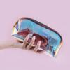 Iridescent Half-Circle Laser Makeup Bag - Transparent TPU Storage for Travel Cosmetics & Toiletries