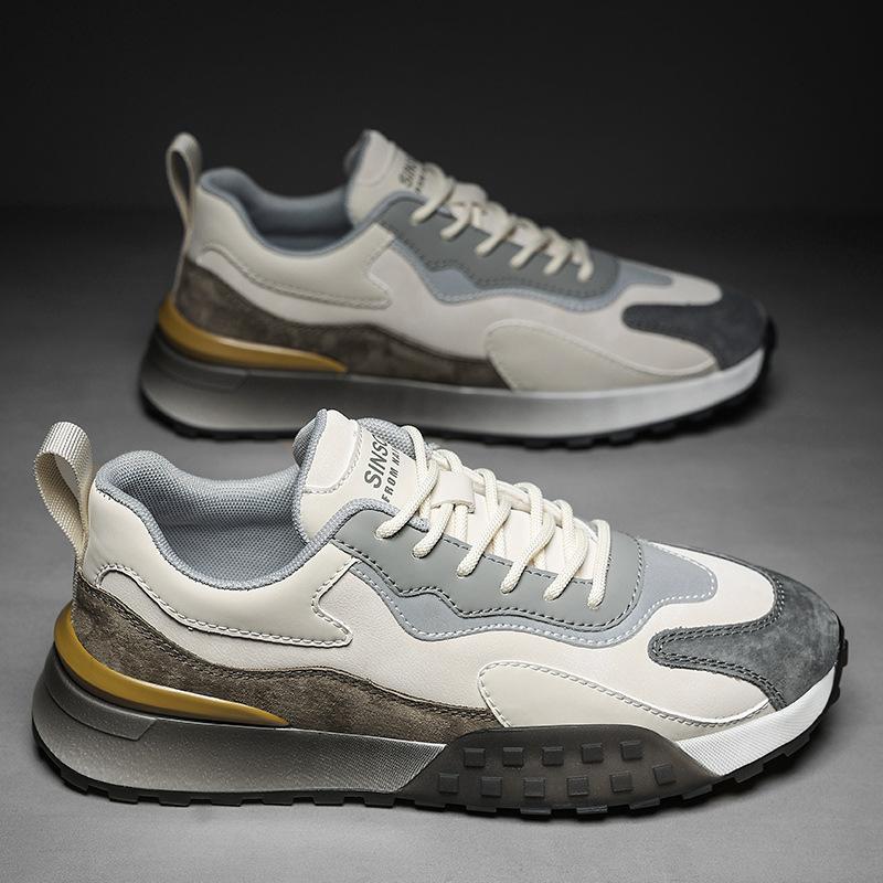 

Мужская обувь 2024 новая зимняя дышащая кожаные кроссовки студенческие повседневные на толстой подошве увеличивающие рост Форрест Гамп папа модная обувь 44 хаки