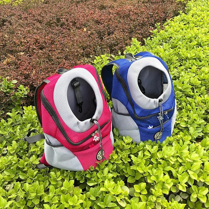 Professional Double Shoulder Portable Travel Backpack Outdoor Pet Dog Carrier Bag Pet Dog Front Bag Mesh Backpack