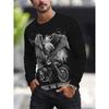 Men's Casual Sport Long Sleeve 3D Print T-Shirt - Breathable, Fitted, Autumn/Winter New Versatile Base Layer