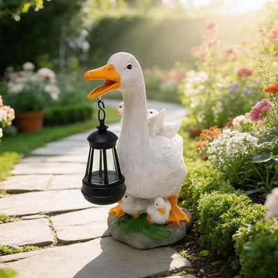 Gartenstatue mit Solarlampe Tierfigur Ornament Außendekoration für Veranda Hof
