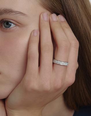 Hyeres Lor Essence Silver (W) Moissanite Double Wave Ring Hl4R61405W9